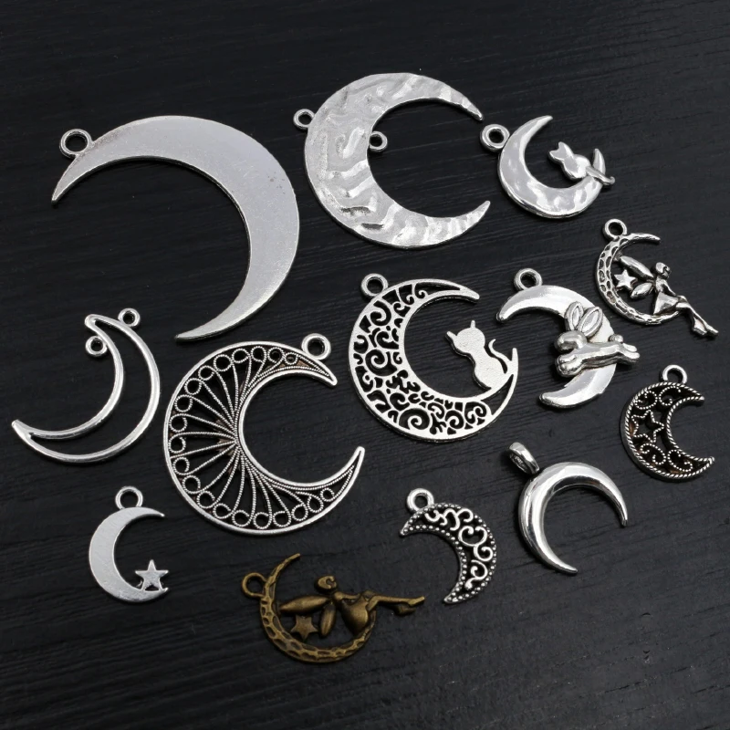 New Fashipn Multi-styles Antique Silver Plated Bronze Moon Chrams Metal Alloy Pendant DIY Charms DIY Jewelry Making Findings