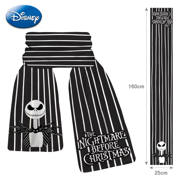 

Disney The Nightmare Before Christmas Cotton Scarf Jack Sally Cartoon Movie Figures Winter Warm Thicken Scarves Men Women Gifts