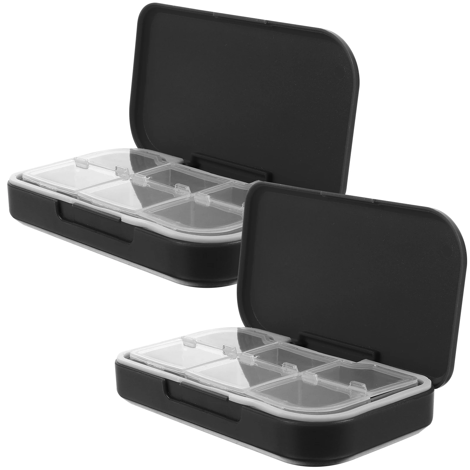 

2pcs Medicine Box Pill Organizer Case PP Material 6 Compartments Portable Travel Daily Storage Safe Food Grade