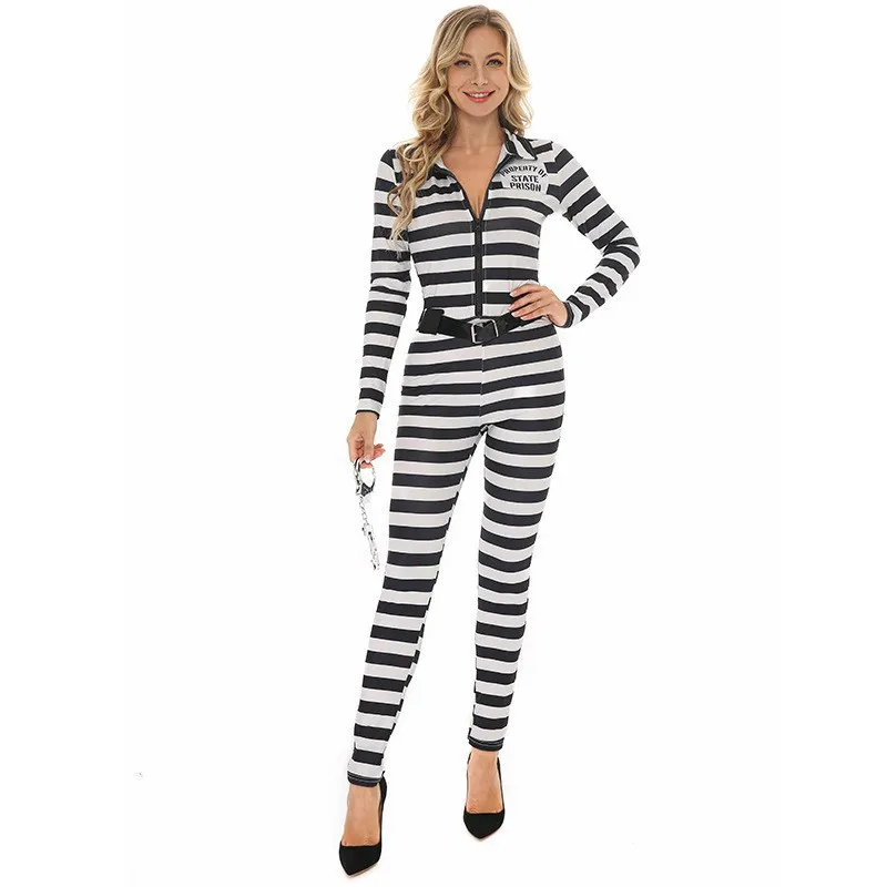 Nieuwe Halloween Gevangene Rollengang Cosplay Dames Eendelig Pak Gevangene Stage Performance Kostuum Zomer 2025 Faion