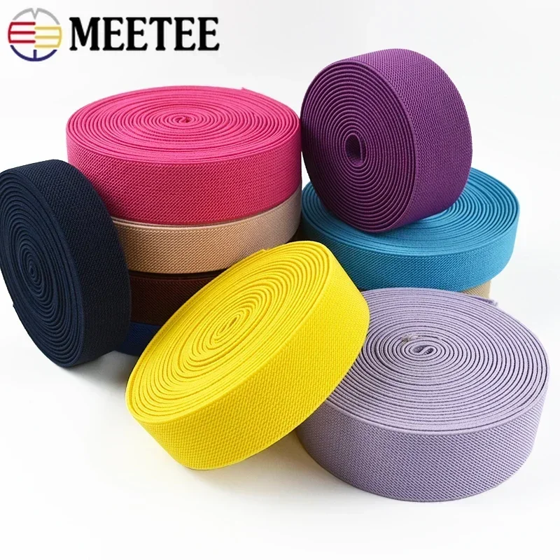 Meetee 5M 10-60mm Sewing Elastic Band Underwear Bra Rubber Tape Trousers Straps Belt Elastics Ribbon Binding Garment Accessories