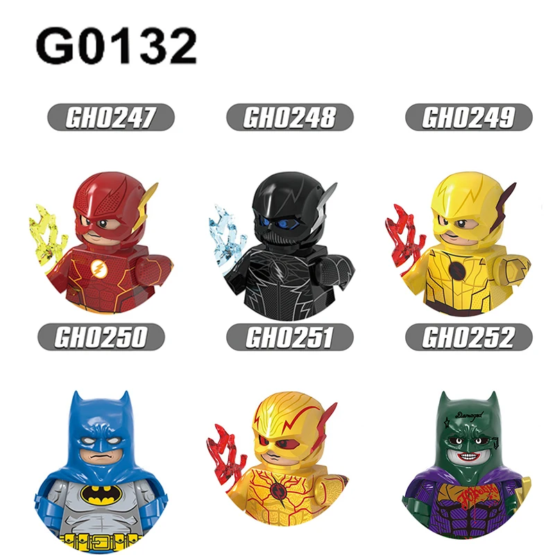 Bloques de construcción de héroe HEROCROSS G0132, figura de acción de Anime, Batman, muñeca Flash, imagen, rompecabezas para niños, ensamblaje, juguete para niños