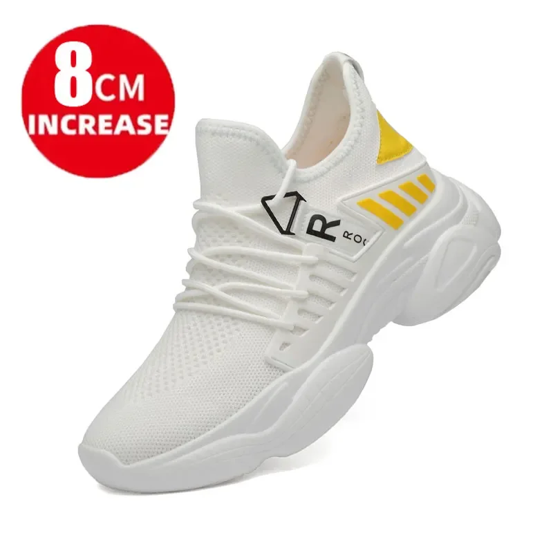 Zapatillas de deporte altas para hombre, zapatos de ocio con plantilla de aumento de 8cm de altura, informales, de malla, transpirables, de lujo, para correr en verano