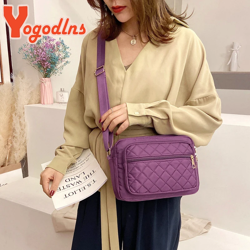 Multiple Compartment Crossbody Bags Women Messenger Bag Casual Lady Bag Waterproof Nylon Single Shoulder Strap Pack