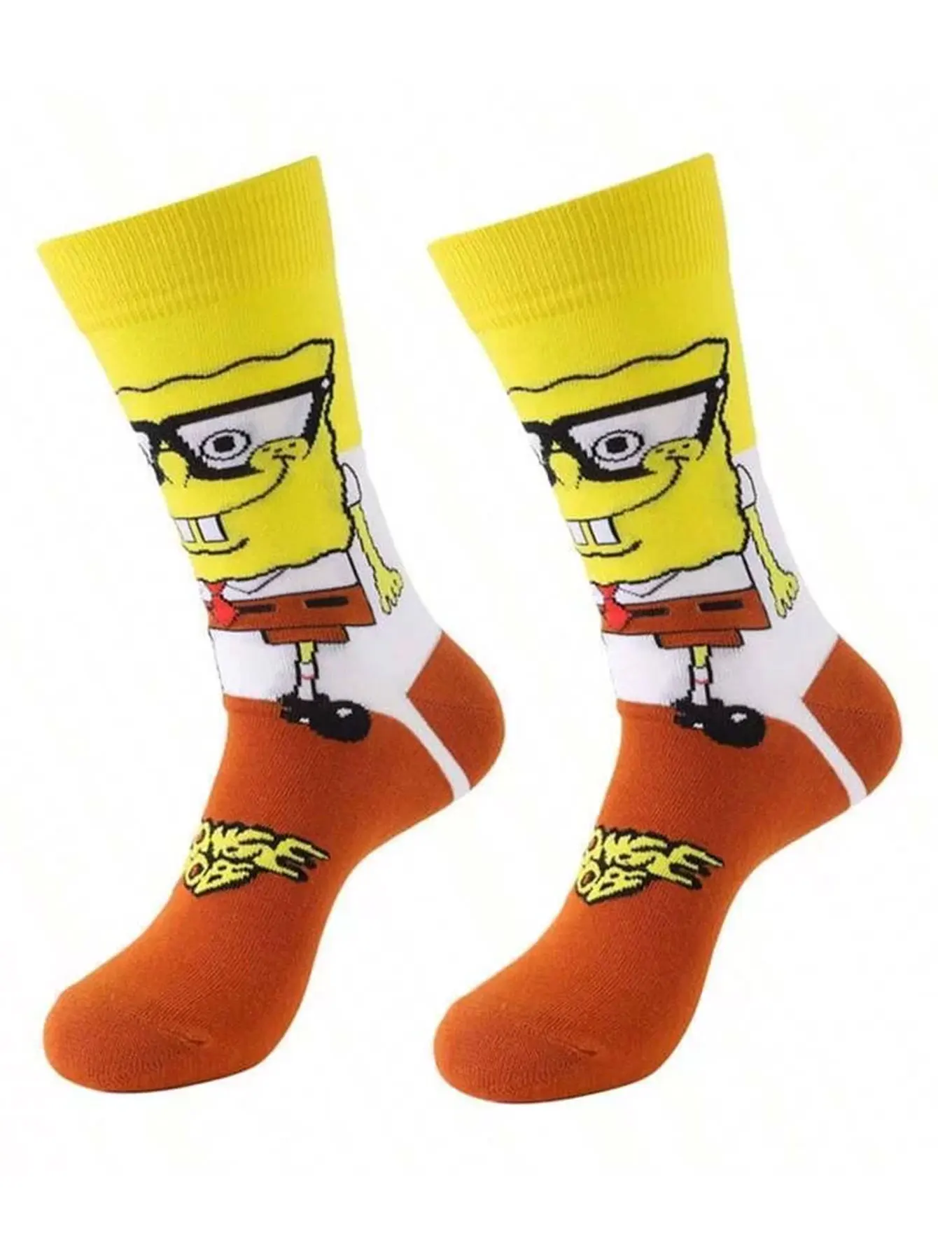 5 pairs of Men\'s Spongebob Fashion Cartoon Women\'s Socks Animated socks - breathable, durable, soft - neutral staff socks, four