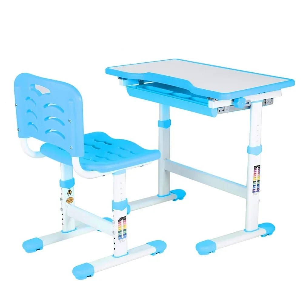 Chaise de bureau réglable pour enfants, ensemble de table d'art, activité pour enfants, étude, devoirs, bleu