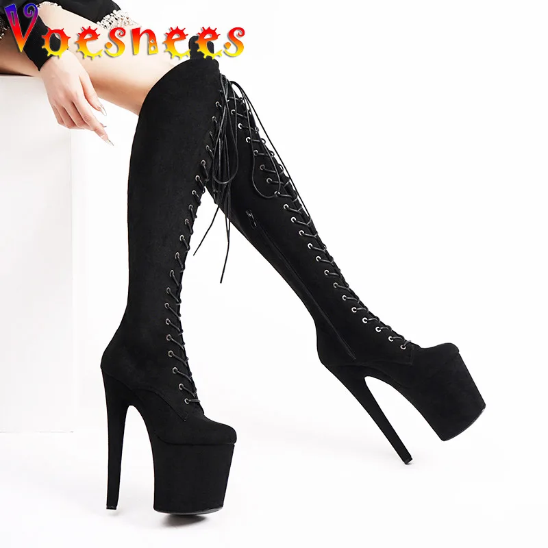 Nightclub Women High Tube Boots Fashion Ladies Over-the-Knee High Heels 20CM Spring And Autumn Suede Platform Pole Dancing Shoes