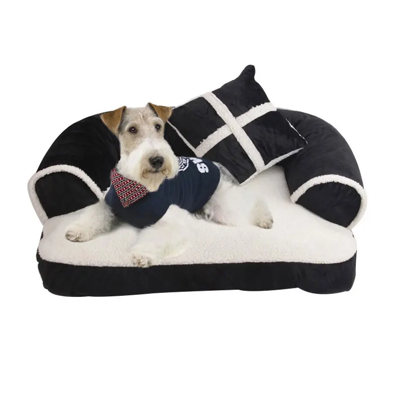 YOKEE Pet Dog Bed  Warm Comfortable Winter Luxury Dog Sofa With Pillow Detachable Wash Dog Bed Mat