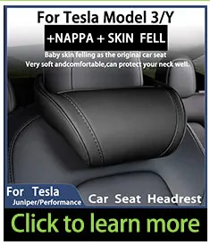 Für Tesla Model 3/Y Juniper Beflocktes/Leder-Autositz-Nackenkissen Weiches Memory-Nackenkissen Hochwertige Kopfstütze Lendenwirbelstütze – Detail 27