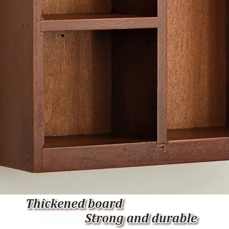 Wall Mounted Storage Cabinet Wooden Small Sundries Organizer Rack Desktop Cosmetic Storage Shelf Home Organization Holders - view 6