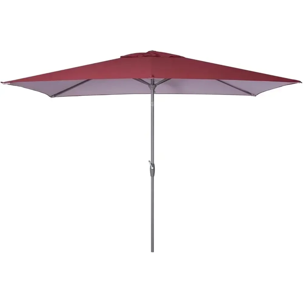 10ft Outdoor Patio Umbrella with 6 Ribs, Push Button & Crank, Ideal for Market, Lawn, Pool, Deck, Balcony