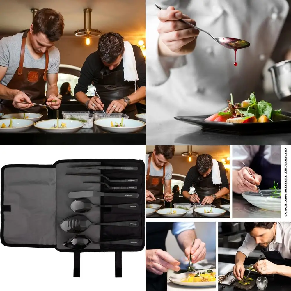 

Набор инструментов для кулинарного покрытия шеф-повара из черной нержавеющей стали, 7 предметов