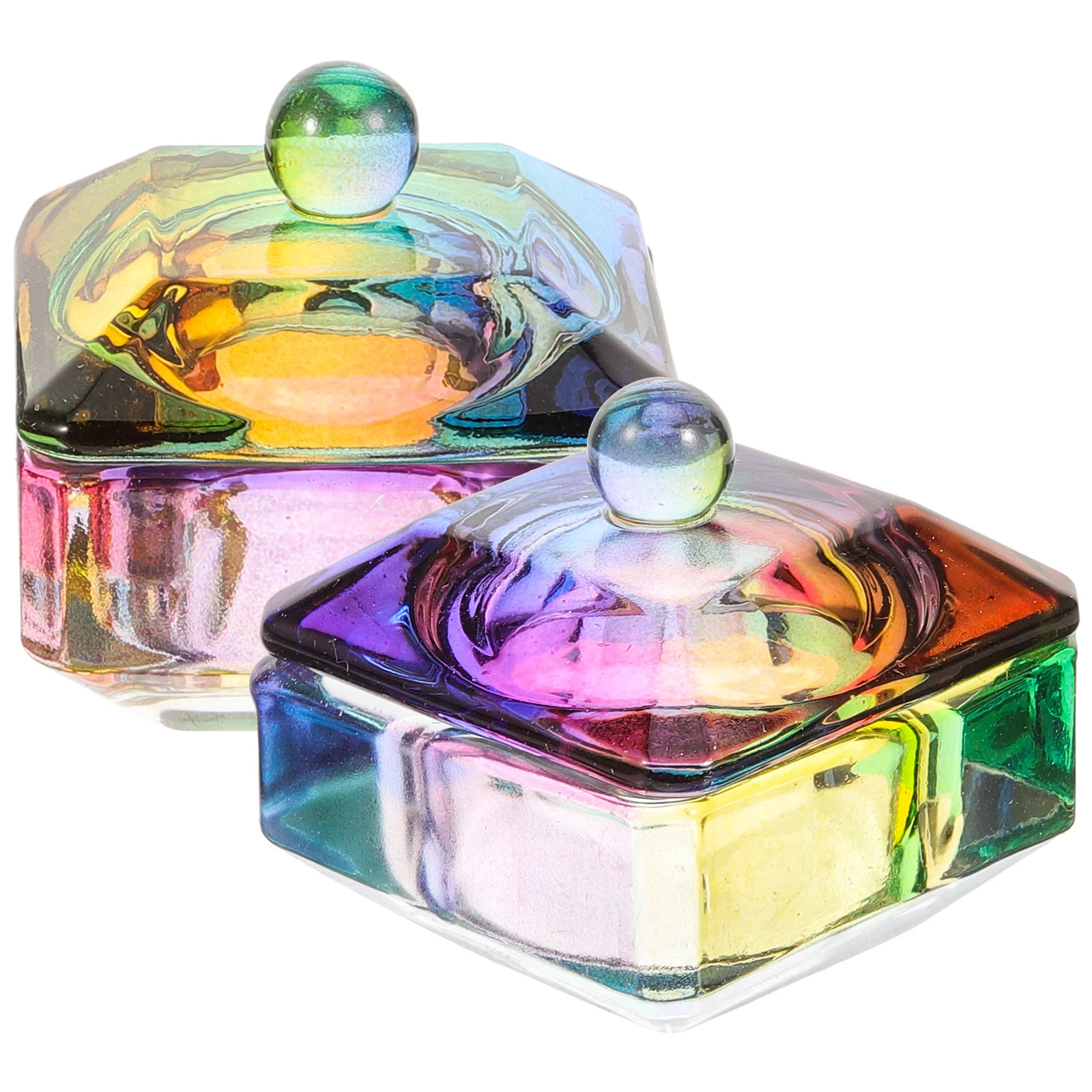 2Pcs Crystal Glass Nail Dish Bowl Acrylic Powder Mixing Manicure Accessories Practical Gift Home Salon Use Nail Accessories