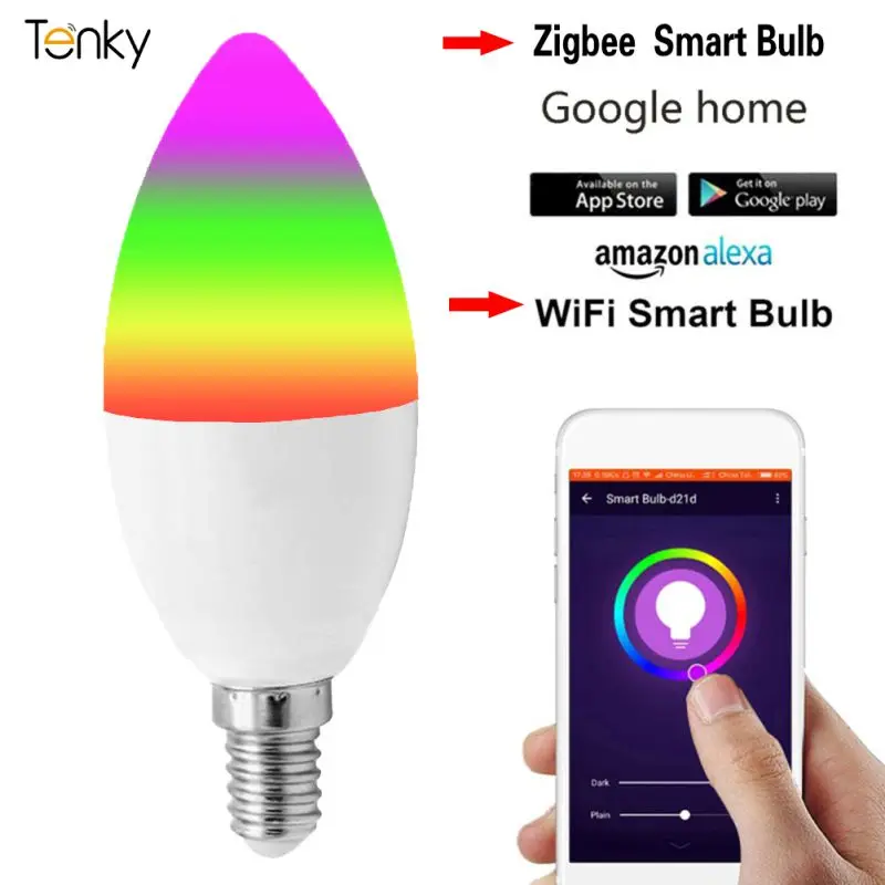 

E12 E14 3.0 5w Led Bulb Tuya Voice Control Smart Candle Bulb Works With Alexa Home Rgbcw Smart Home