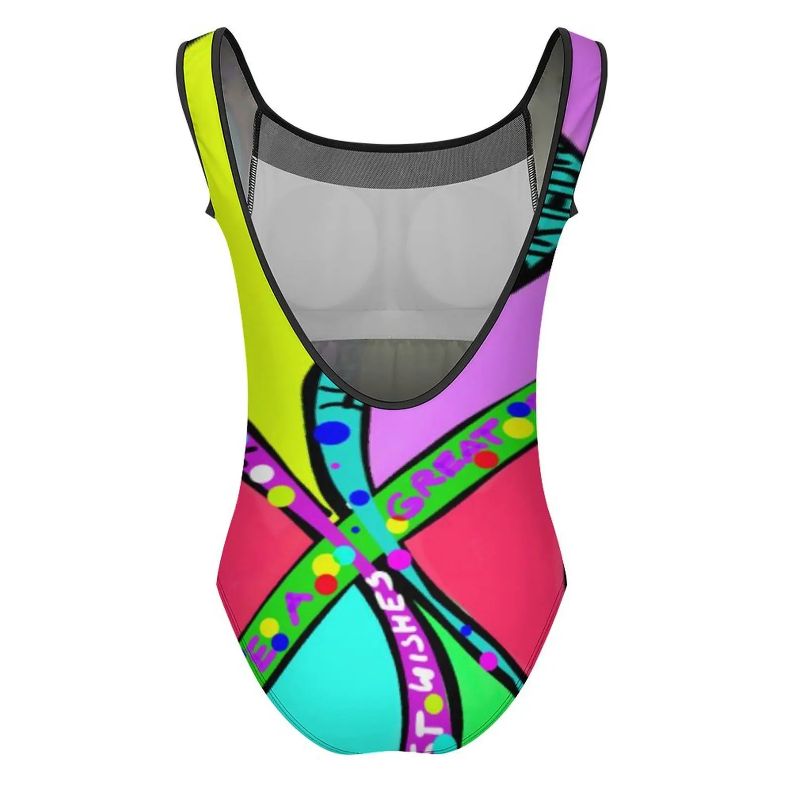 BIRTHDAY WORD ART Swimsuit Sexy Colorful Party Lady Swimwear One Piece Modern Swimsuits Fitness Push Up Hollow Out Bathing Suits image 4