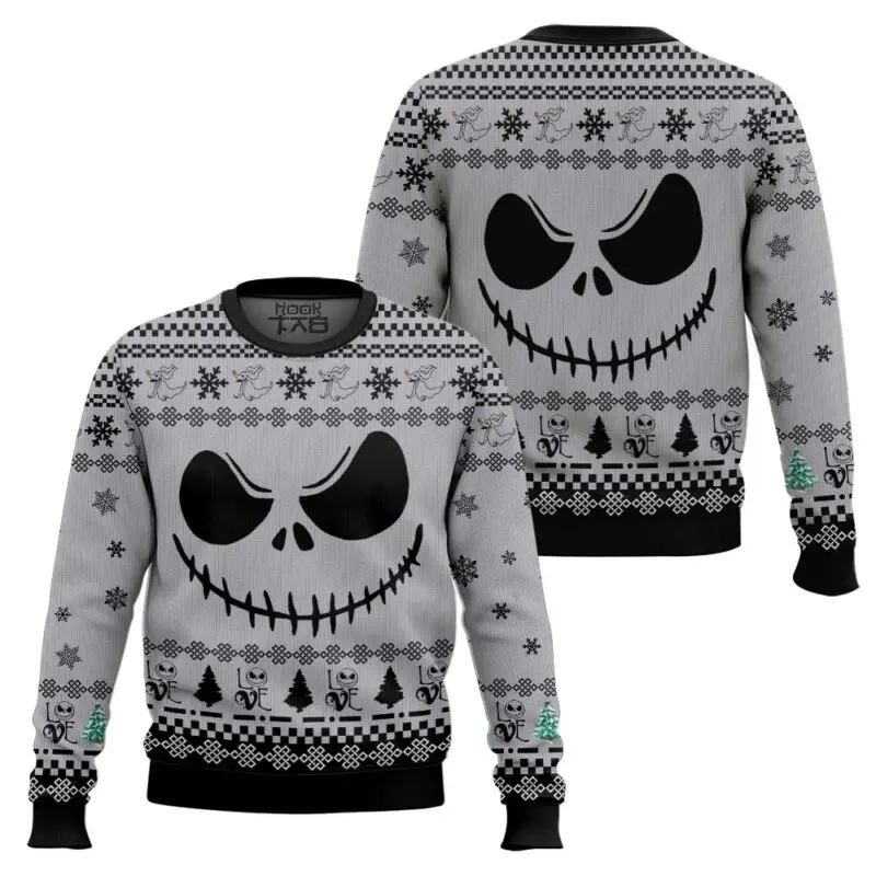 

Disney Jack Skellington Face Ugly Christmas Sweater Funny Holiday Party Pullover Plus Size Sweater Mens Womens Xmas Gift 2026