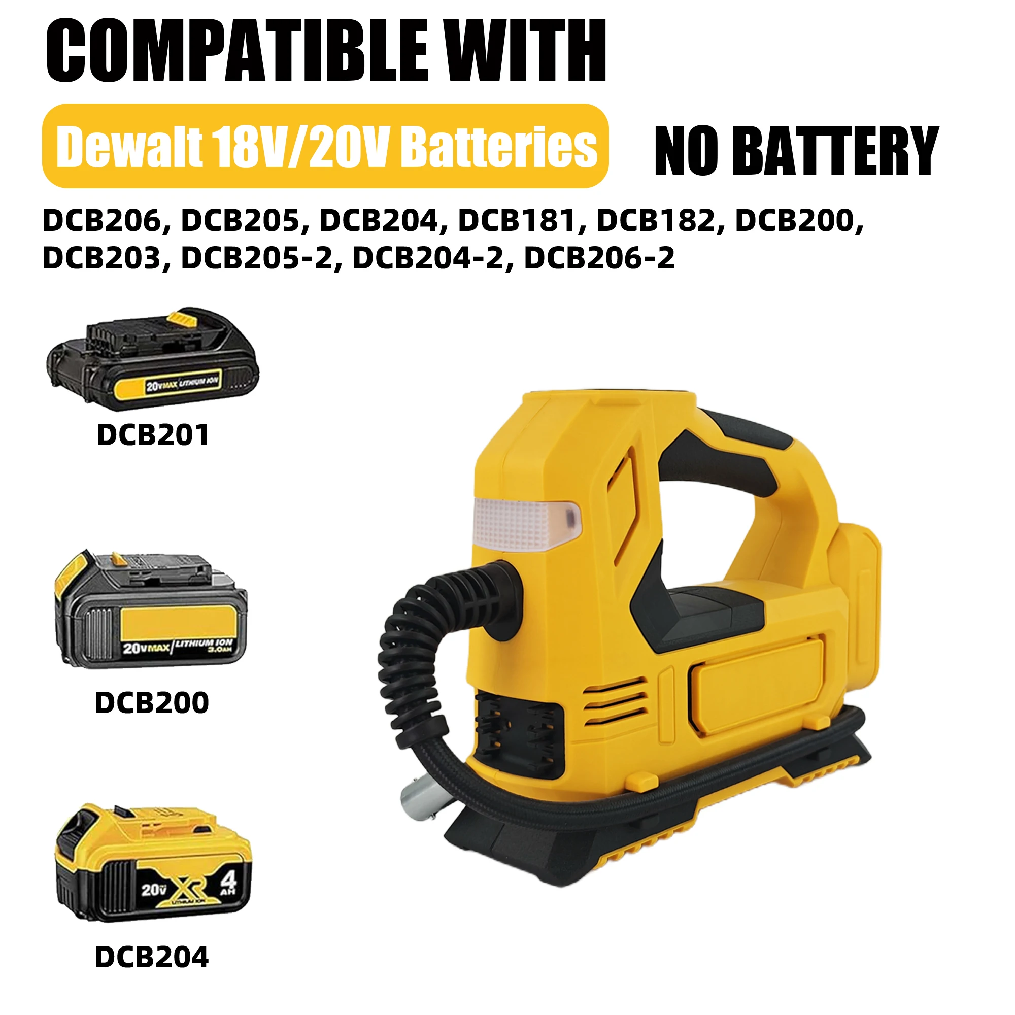 Elektryczna pompka powietrza, bezprzewodowa kompresor do opon samochodowych, pompka do pompowania, kompatybilna z Makita/Dewalt/Milwaukee 18V, bez akumulatora.