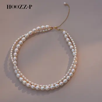 奢華珍珠項鍊,天然淡水珍珠,多層兩排米粒形頸鍊,適合婚禮女士,批發珠寶套裝,新款 8 最佳銷售 淡水珍珠首飾 - №7