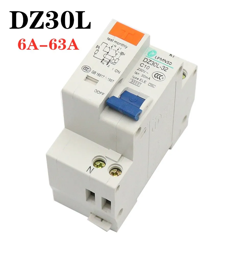 DZ30L DZ40LE EPNL DPNL 230V 1P+N Residual Current Circuit Breaker With Over And Short Current Leakage Protection RCBO MCB 6-63A