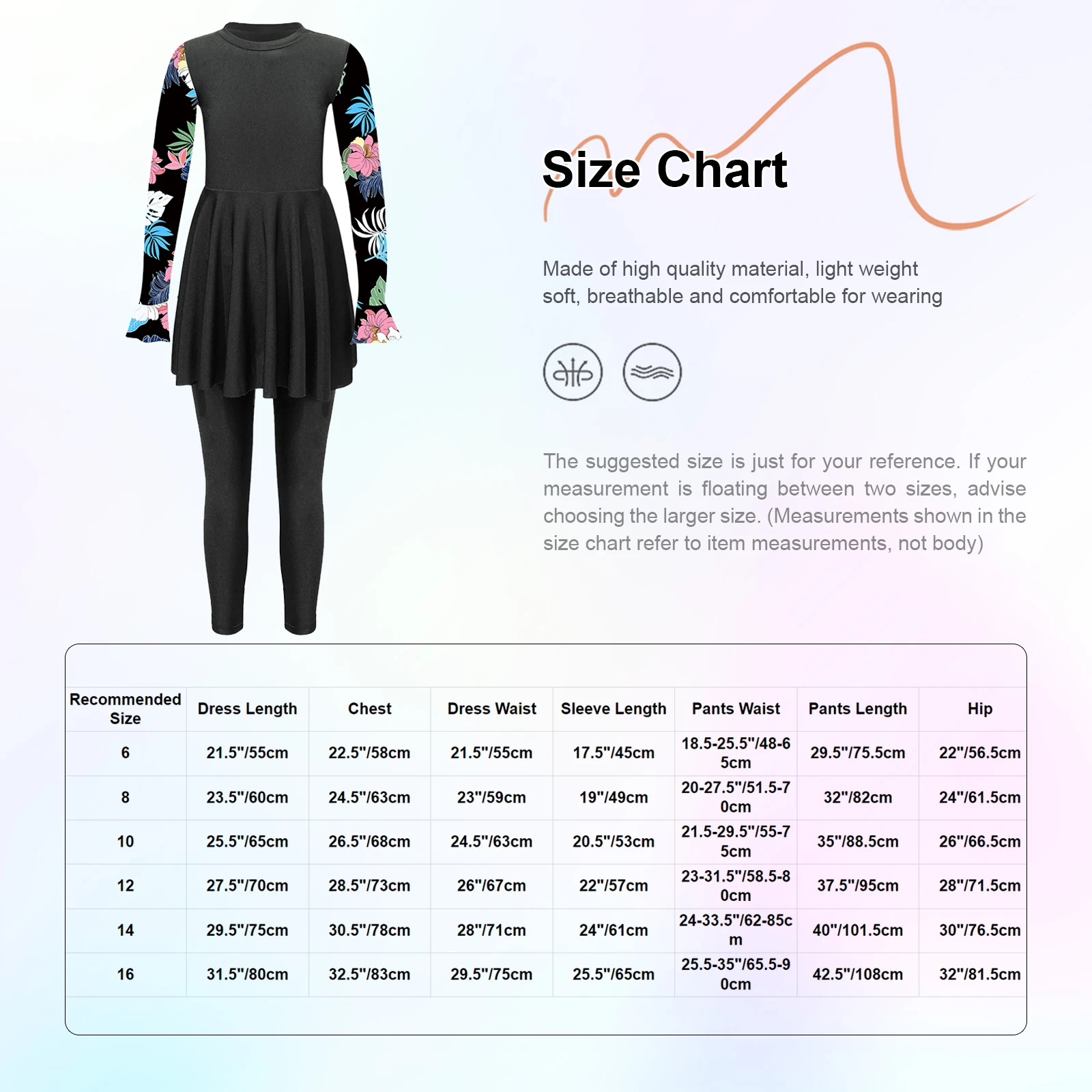 Kids Girls Printed Patchwork Swimsuit Long Sleeve Short Dress with Leggings Pants Bathing Suit Rash Guard Pool Beach Swimwear