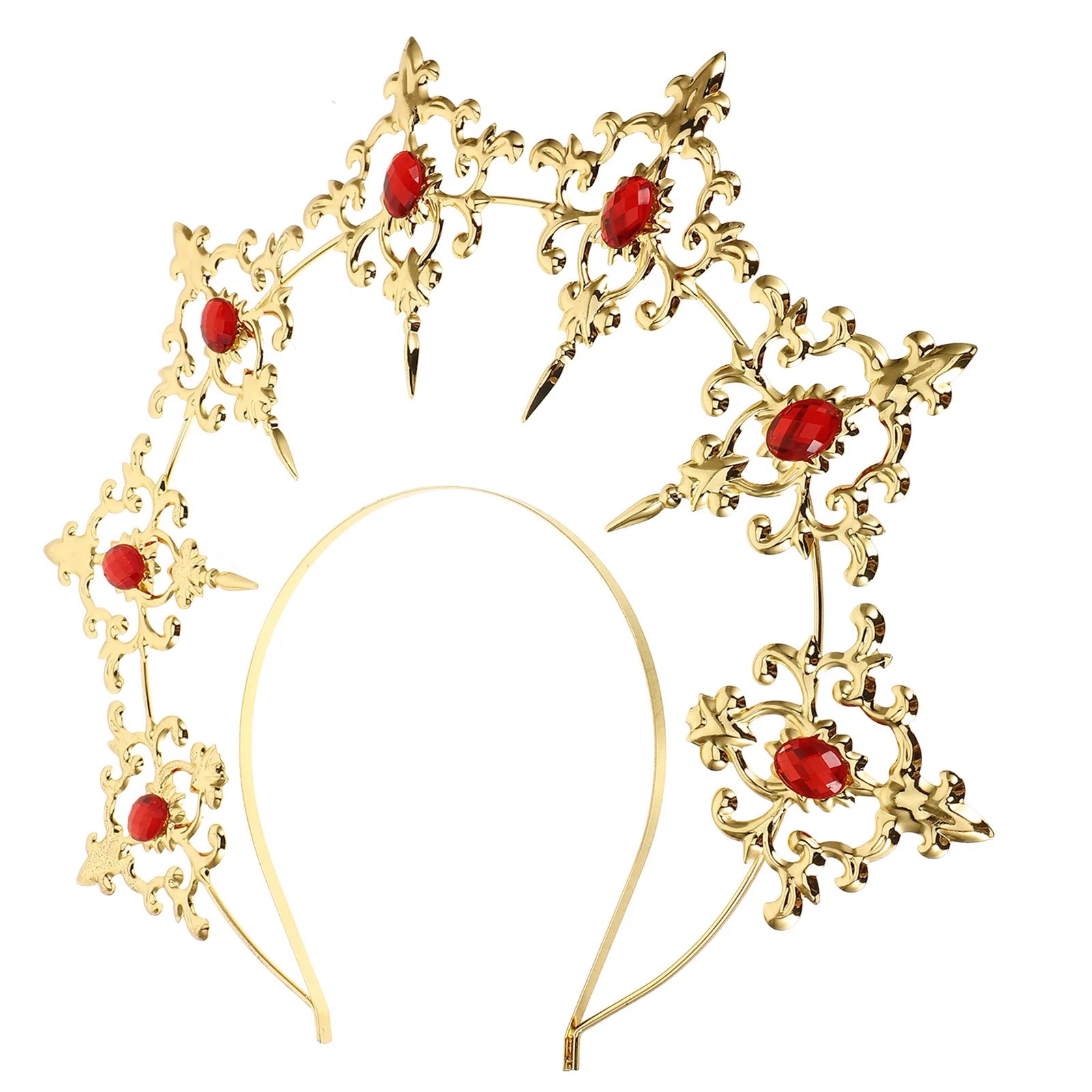 Dark Black Headwear Metal Goddess Crown Headpiece For Women Party Cosplay Lolita Hair Decor Accessory Hair Styling Tool