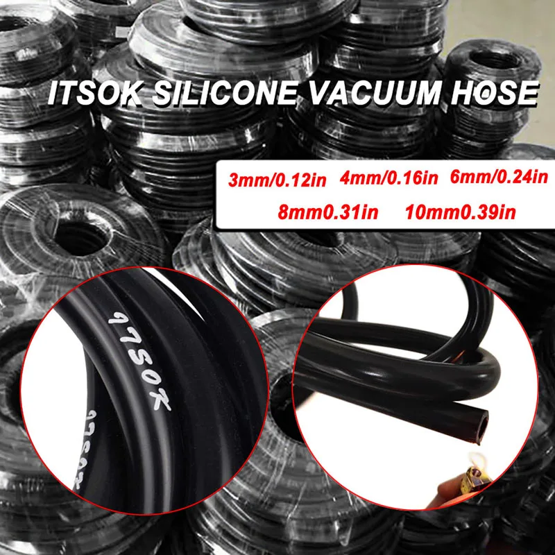 Mangueira de tubo de vácuo de silicone 3m universal tubo de silicone diâmetro interno 3mm 4mm 6mm 8mm 10mm mangueira de silicone tubo de vácuo preto azul