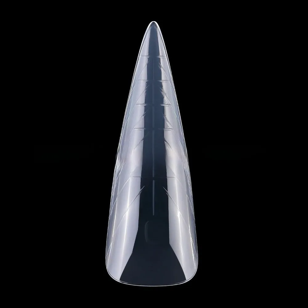 150 pezzi Forme per unghie a forma di bara a forma di mandorla Unghie finte bifacciale trasparenti naturali con linea ausiliaria senza traccia