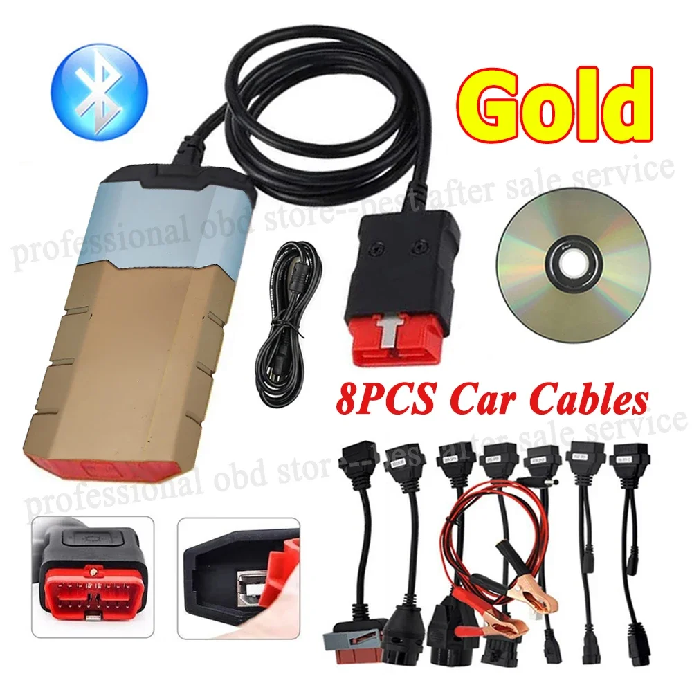 2024 Best Gold VD DS150E CDP Bluetooth per Tnesf Delphis Orpdc 2021.11 con Software Keygen per strumenti Scanner Obd Obd2 per camion auto