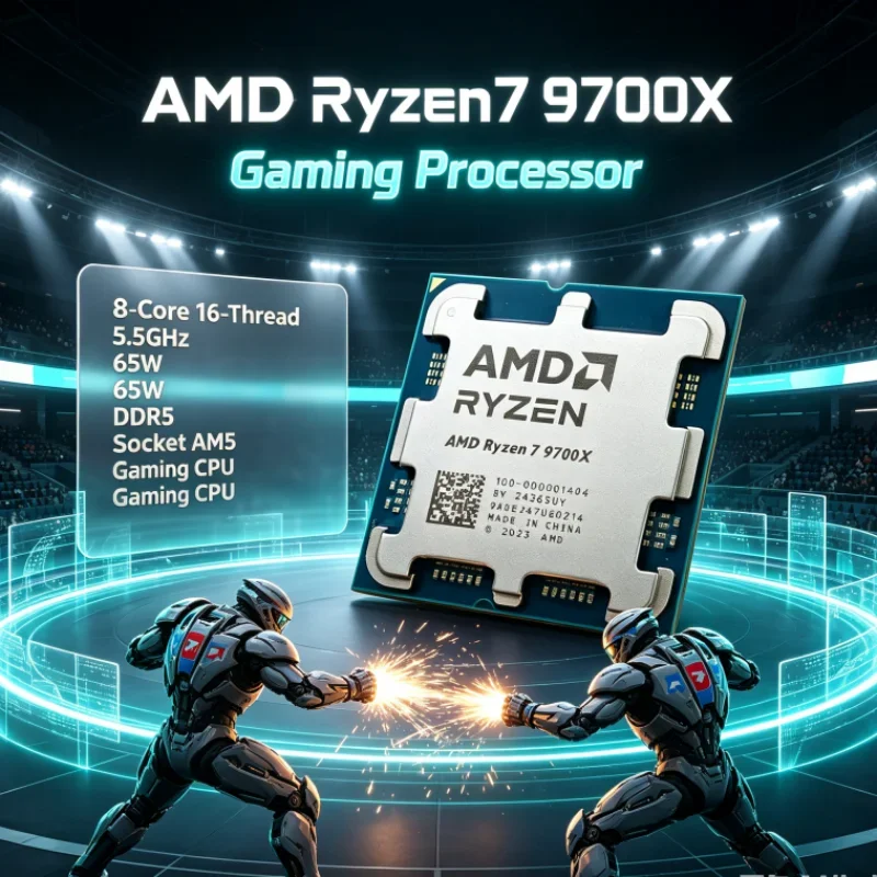 AMD Ryzen 7 9700X 8-Core 16-Thread 3.8GHz 4NM Up to 5.5GHz L3=32M 65W without fan Socket AM5 DDR5 PCIe 5.0 CPU for Gaming PC