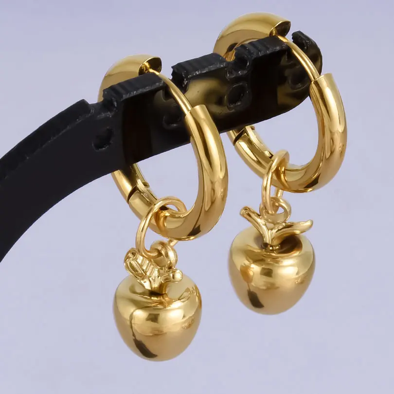 Echt vergoldet Mode Kpop Piercing Schmuck Mädchen Schleife Blume Herz Anhänger Ohrring Edelstahl Creolen für Frauen – Detail 36