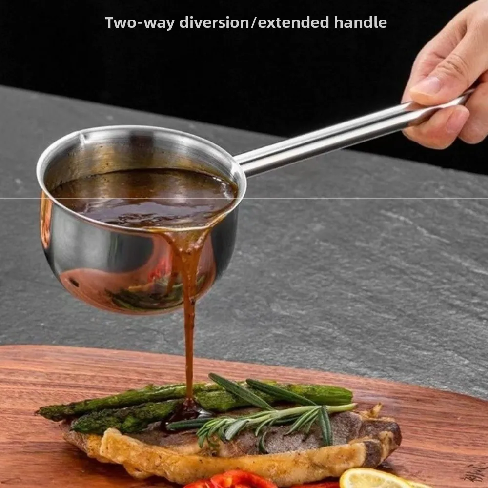 Durable Stainless Steel Butter Warmer Pot 10oz/300ml Long Handle Milk Warmer Pot Multifunctional Mini Cooking Sauce Bowl