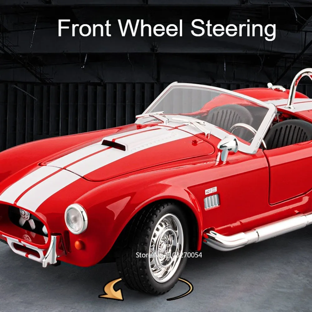 1:22 Shelby Cobra 427 300SL Alloy Diecast Sport Cars Model Toy Wheel Pull Back Miniature Car Light Sound Vehicle Kids Adult Gift view 3