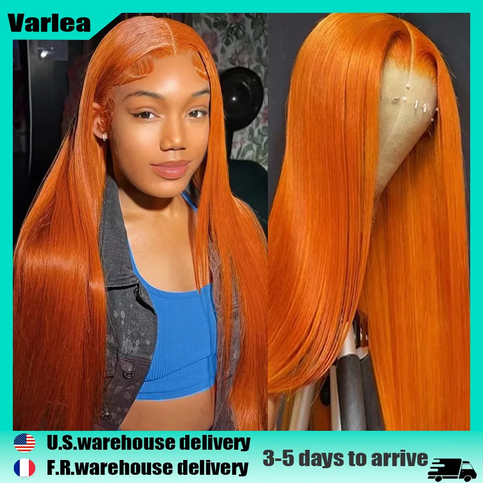 Varlea 36 Inch 13x6 Hd Lace Frontal Wig Straight 13x4 Lace Front Wig Human Hair Orange Ginger Human Hair Wig Colored Brazilian