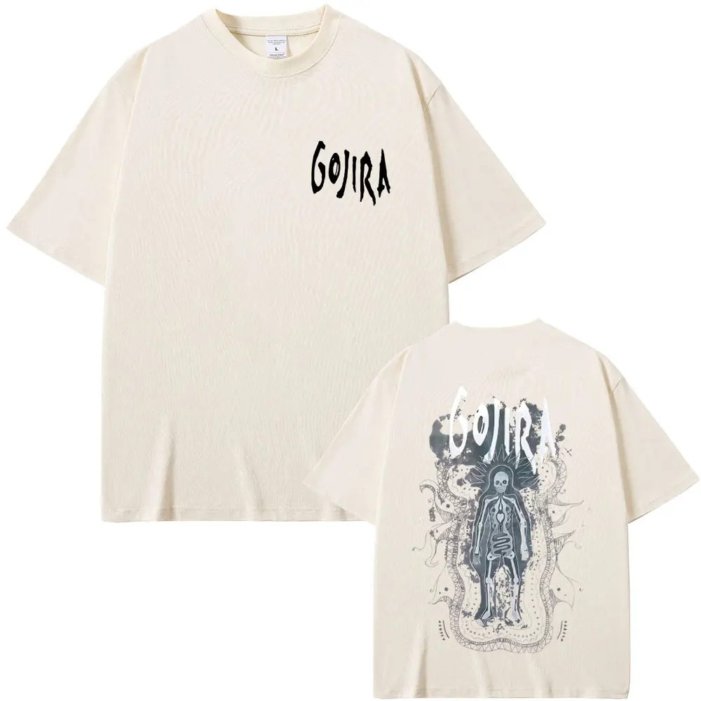 

Metal Rock Band Gojira The Flesh Alive Skeleton Graphic T-shirt Men Women Fashion Oversized T-shirts Men's Casual Cotton T Shirt