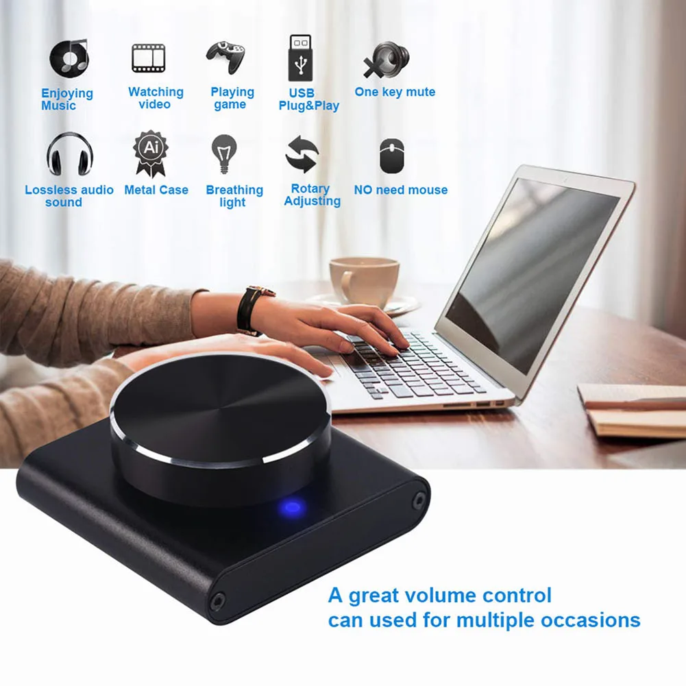 USB Volume Control Lossless PC Computer Speaker Volume Controller Knob Adjuster Digital Control with One Key Mute Function