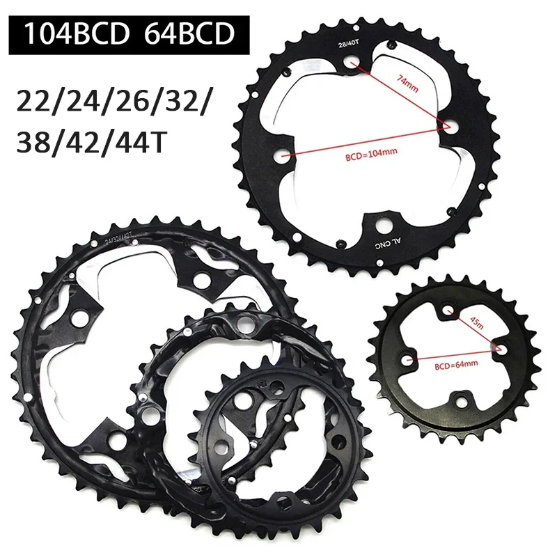 BUCKLOS Triple Chainrings 22T 24T 32T 42T 44T Bike Chainring 104bcd MTB Chainwheel Sprocket for Shimano 9/10 Speed Crankset