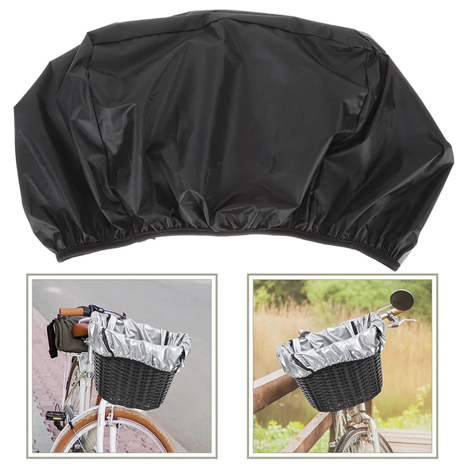 Durable Bike Cover Saddle And Basket 200g/set Black Oxford Cloth Waterproof With Storage Bag For Most Bicycle Baskets