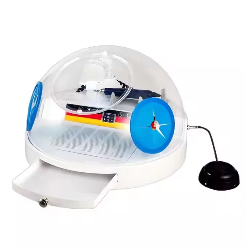 Dental laboratory 360 Degree Panoramic Window Dust-free Dental 3-in-1 Sandblaster Micromotor Dust Collector Machine