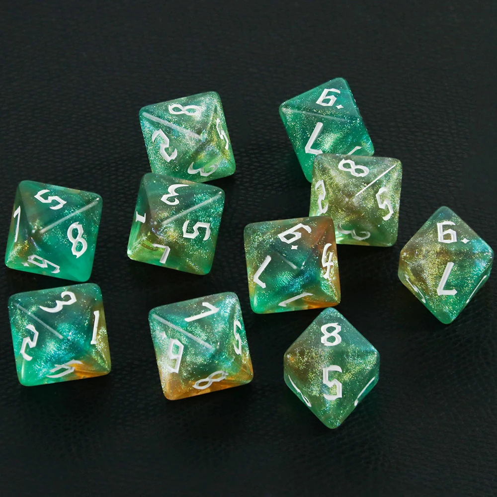 D8 dados poliédricos de colores mezclados, dados brillantes increíbles de 8 caras para juego de rol DND, enseñanza de matemáticas, juegos de mesa