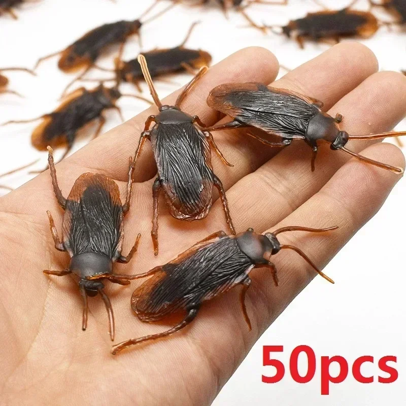 5-50Pcs Plastic Cockroaches Joke Decoration Props Rubber Toy Gags Practical Jokes Toys Plastic Bugs Cockroach Halloween Gadget