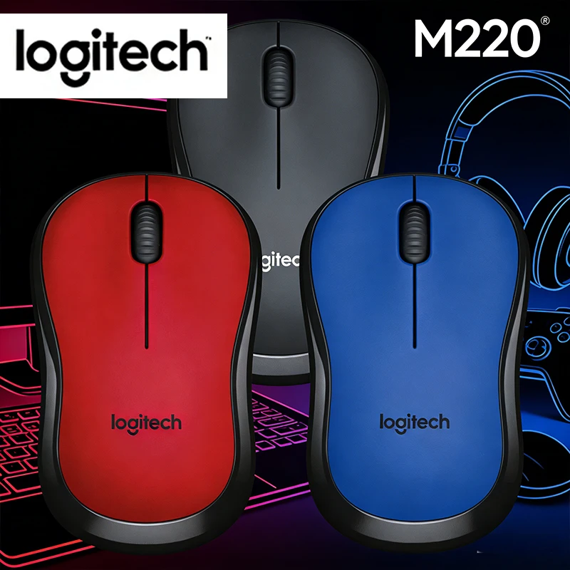 

Беспроводная периферия Logitech M220, оптическая, бесшумная щелчка, стабильное соединение для бизнеса и дома