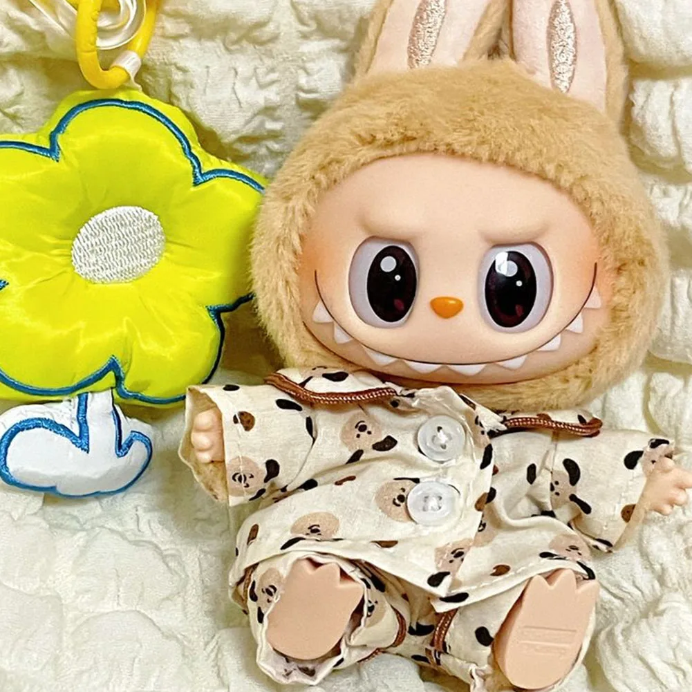 Doll Clothes Outfit Accessories Spring Autumn Pajama Set for 17/38cm Labubu Mini Doll Clothing Girl Kid Gift