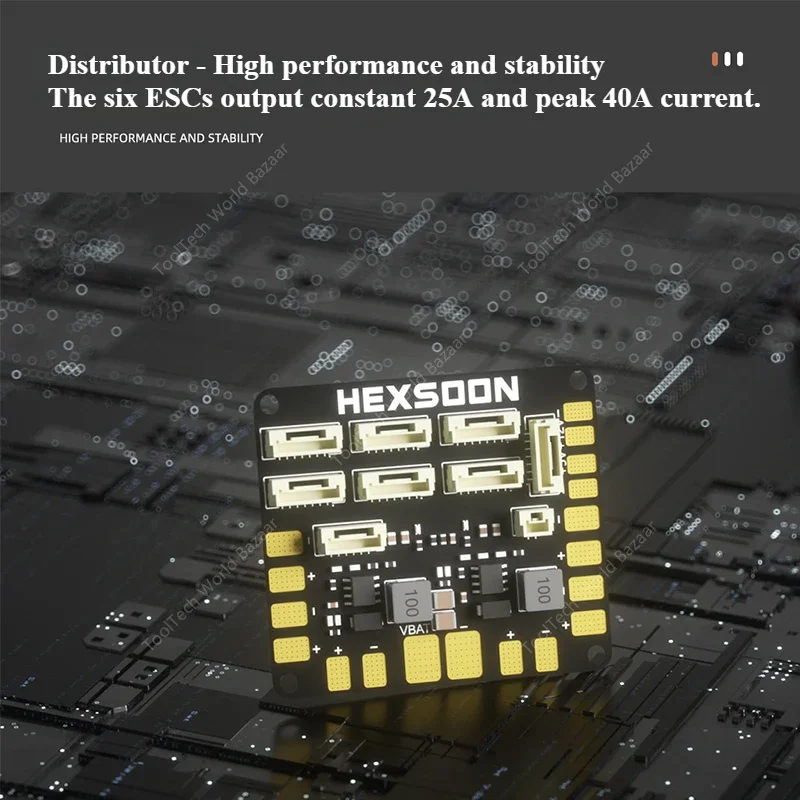 PDB-40A drone divider step-down shunt 5V12V output 6 channels 25A current with LED light control