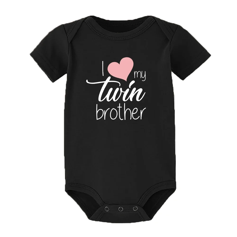 Twins Infant Bodysuit I Love My Twin Sister Brother Newborn Boys Girl Short Sleeve Jumpsuit Toddler Clothes Baby Gift Romper