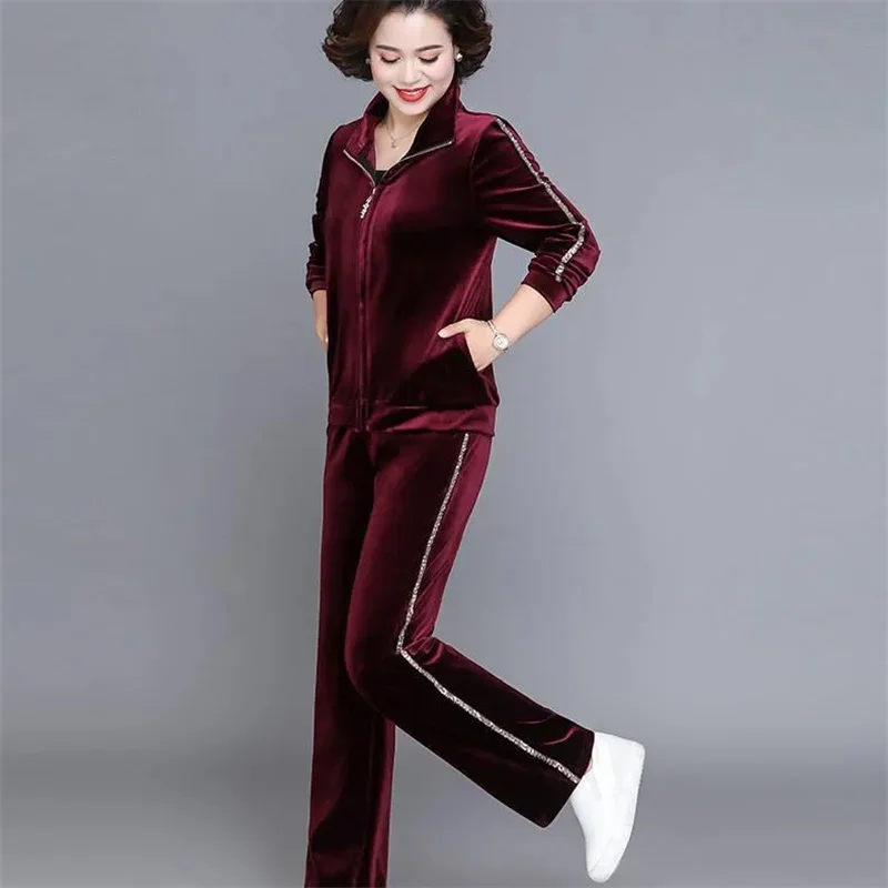 2022 New Elastic Waist Sportswear Suit Female Fashion Middle-Aged And Elderly Mothers Spring Autumn Two Piece Set Women Elegant