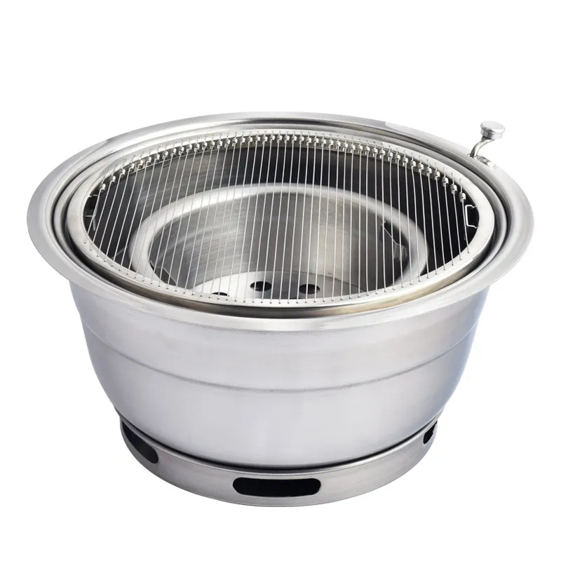 Korean Carbon Grill Commercial Barbecue Shop Stainless Steel Smoke Exhaust Inlaid Charcoal Cast Iron