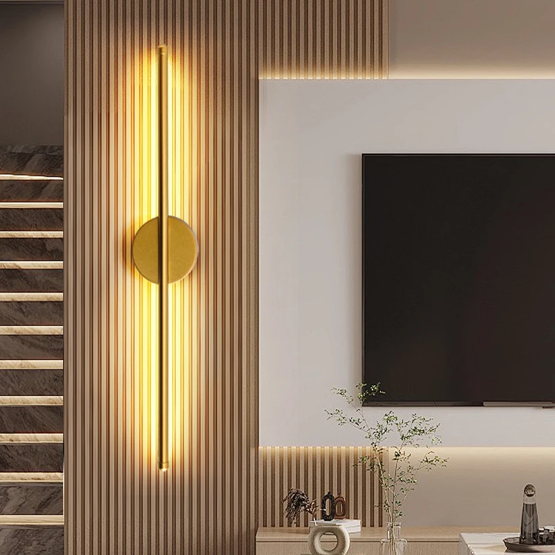 Gold Wall Light Modern Long LED Light Black Wall Lamp Bedroom Living Room Corridor Interior Lighting Home Decor Lighting