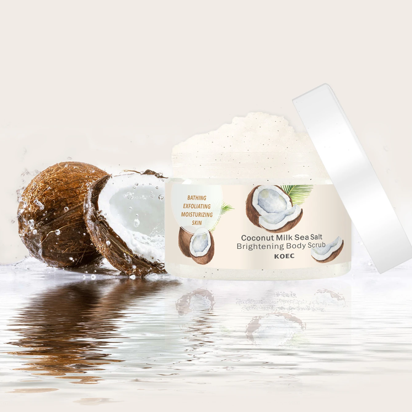 230g Coconut Milk Essential Oil Body Face Scrub Exfoliating Blackheads Sea Salt Natural Body For Face Body Care Whitening Cream