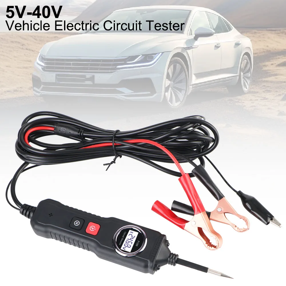 Electrical System Tester LCD Display Resistance Voltage Tester Automotive Power Probe Kit Vehicle Electric Circuit Tester 5V-40V