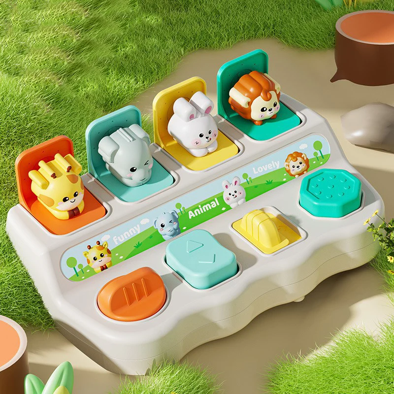 Baby Pop Up Toy Animal Peekaboo Switch Button Box Treasure Surprise Box Hide Seek Game Baby Educational Montessori Toys Games